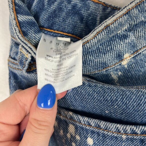 Sandro Paris Paint Bleach Splatter Jeans Medium Wash FR Size 34 US Size 2 EUC - Picture 13 of 13